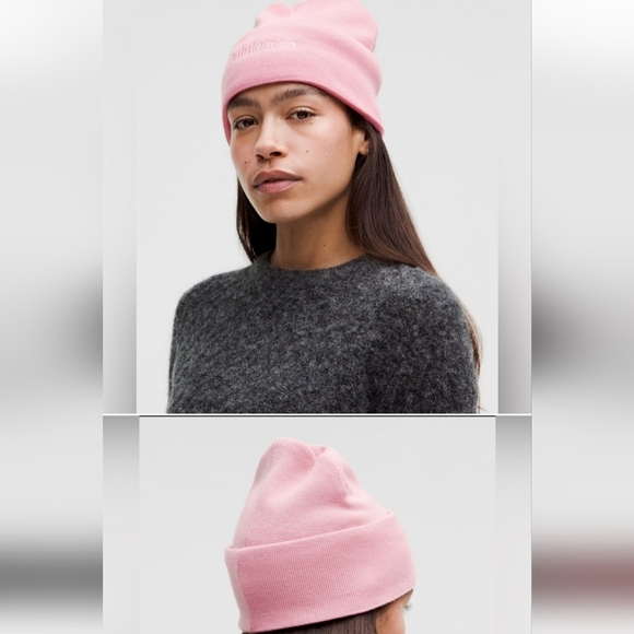 NWT Lululemon Warm Revelation PinkTide Wordmark Beanie - Picture 3 of 5